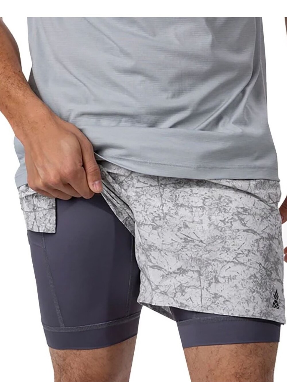 Chubbies Ultimate Training Shorts L Gray Marble Print Lined 5.5" Zip Pocket Men - Picture 6 of 16